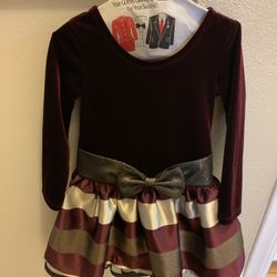 Girls Dress Burgundy and Gold Size 4T