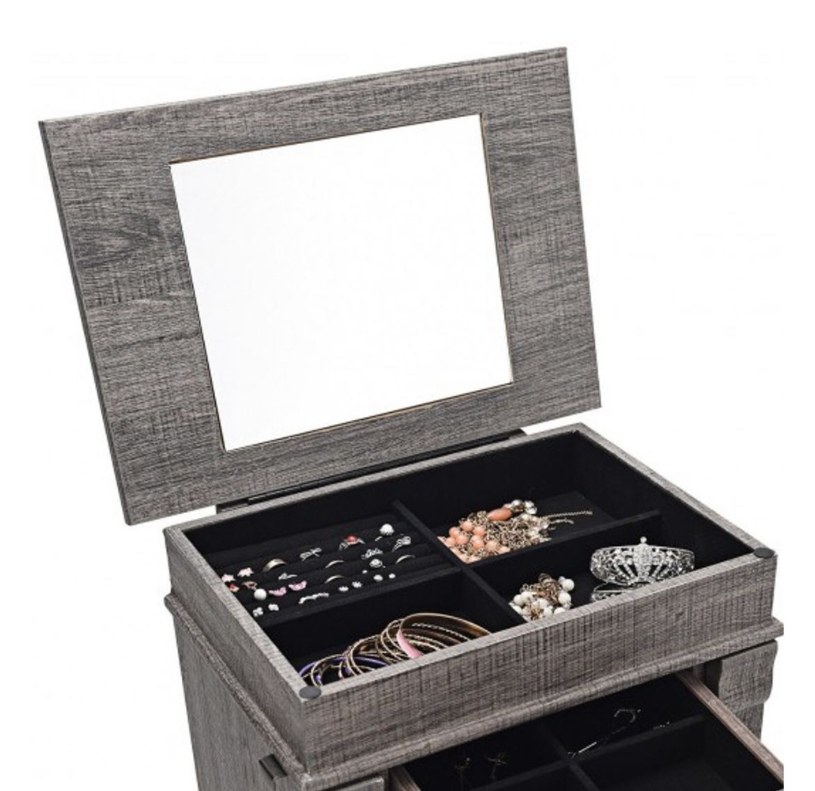 Jewelry Cabinet Storage Organizer With Wooden Legs 