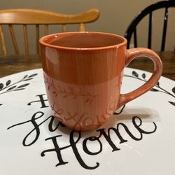 CITRUS GROVE Coffee Mug Tea Cup Hand Painted Orange Swirl