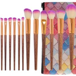 New 17 Pcs Wooden Handle Makeup Brush Set, Professional Synthetic Foundation Cosmetics Brushes for Face Powder Concealer Eye Shadows Brushes