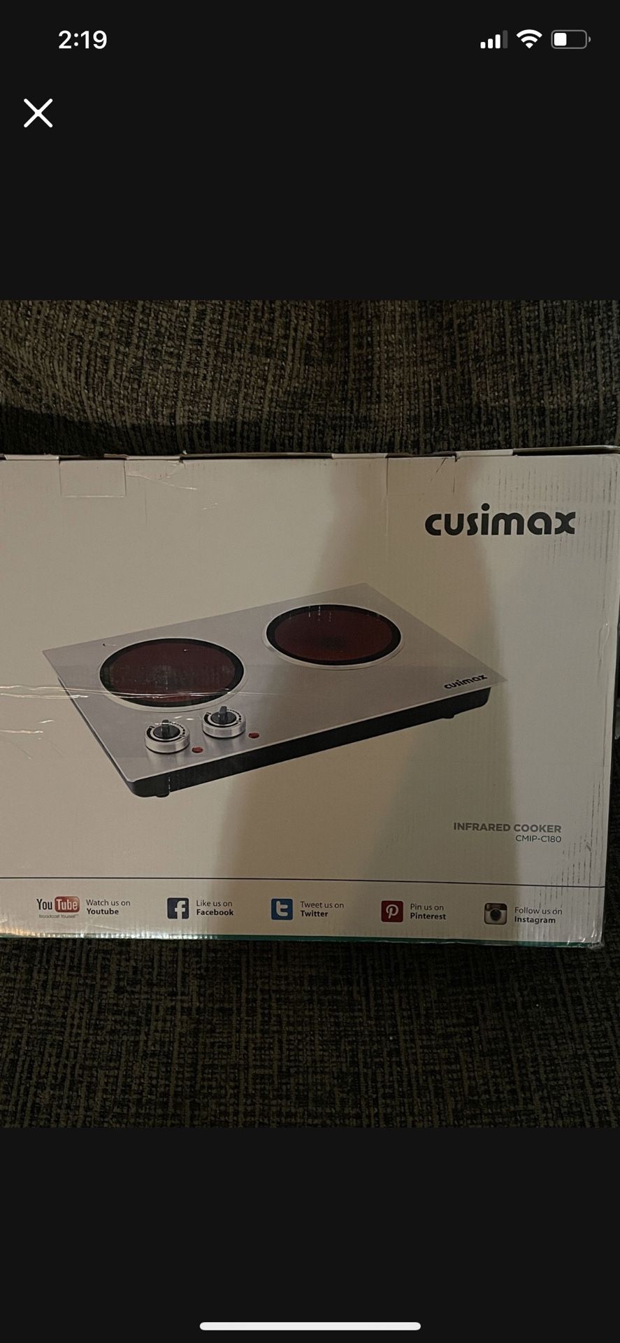 CUSIMAX 1800w Ceramic Double Hotplate Inferred Cooker for Sale in Tacoma,  WA - OfferUp