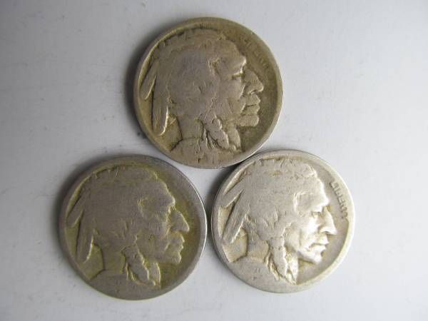 Set of all Three 1920 Buffalo Nickels -- INCLUDES BIG KEY DATE COINS!