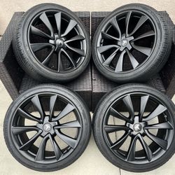 19’ Inch Tesla Model 3 Wheels “OEM” Satin Black Stiletto With Headway Sport Tires 5x114 Bolt 