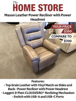Mason Leather Power Recliner with Power Headrest