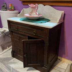   1800’s Antique Marble Top Wash Table