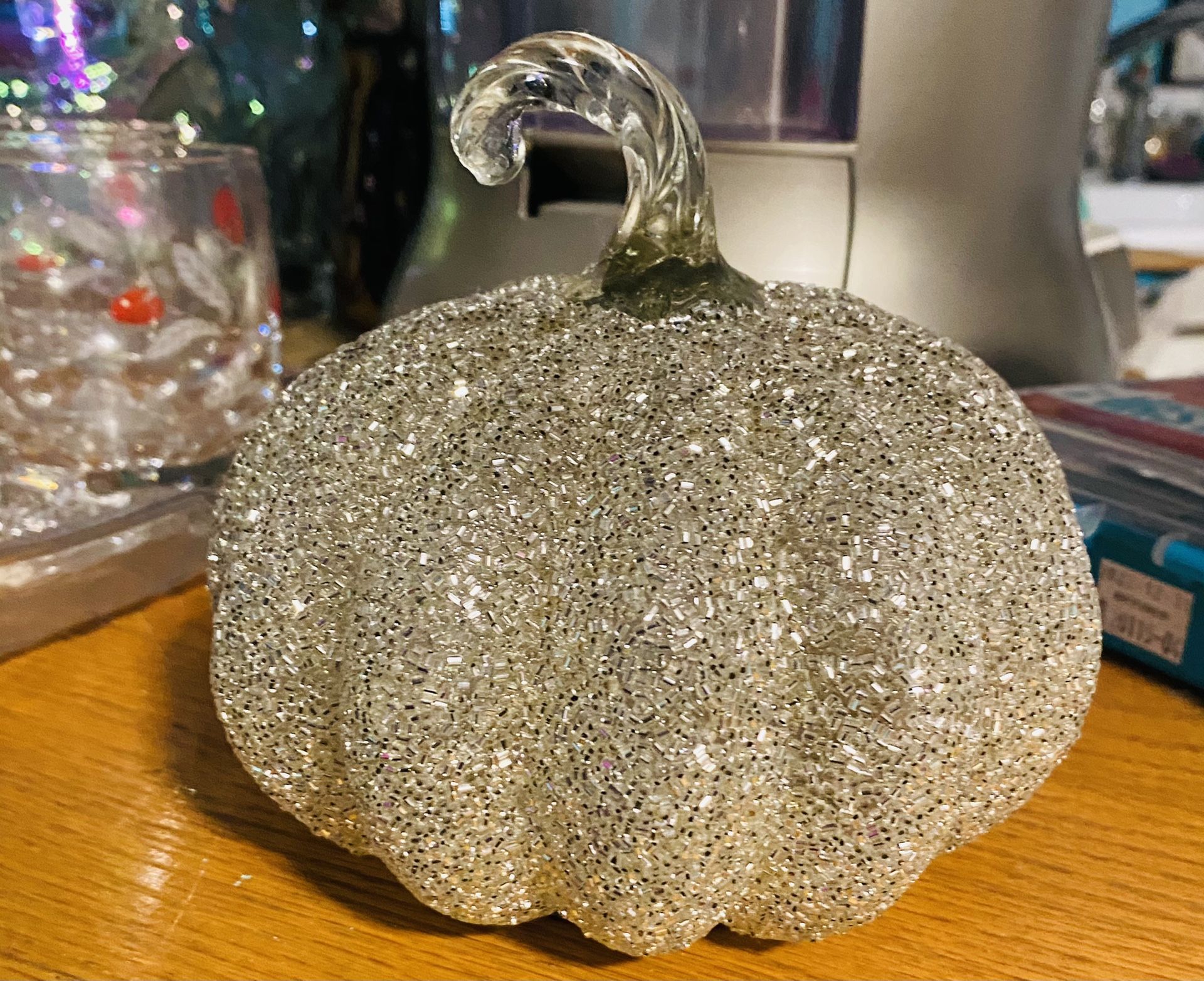 Bedazzled Crystal Glass Pumpkin Thanksgiving