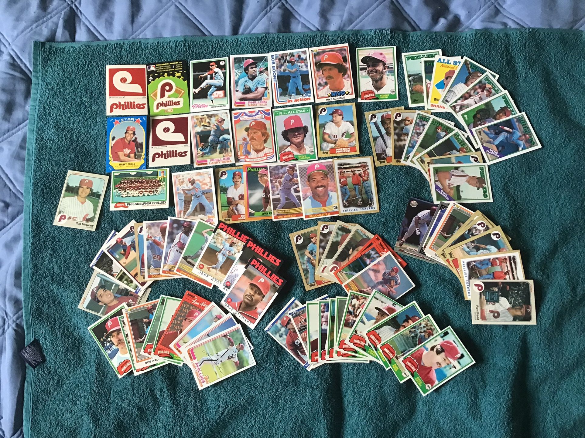 1980’s Philadelphia Phillies Baseball Cards (75) & Stickers (4) TOPPS, Fleer And Donruss 