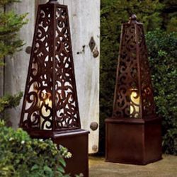 Two Wrought Iron Obelisks / Candle holder