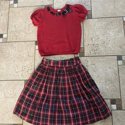 Like new Gymboree girls top & plaid skirt 2pcs set