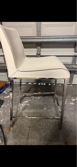 White Counter Stool Chrome Base