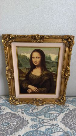 Mona Lisa Needlepoint Tapestry in Gold Frame