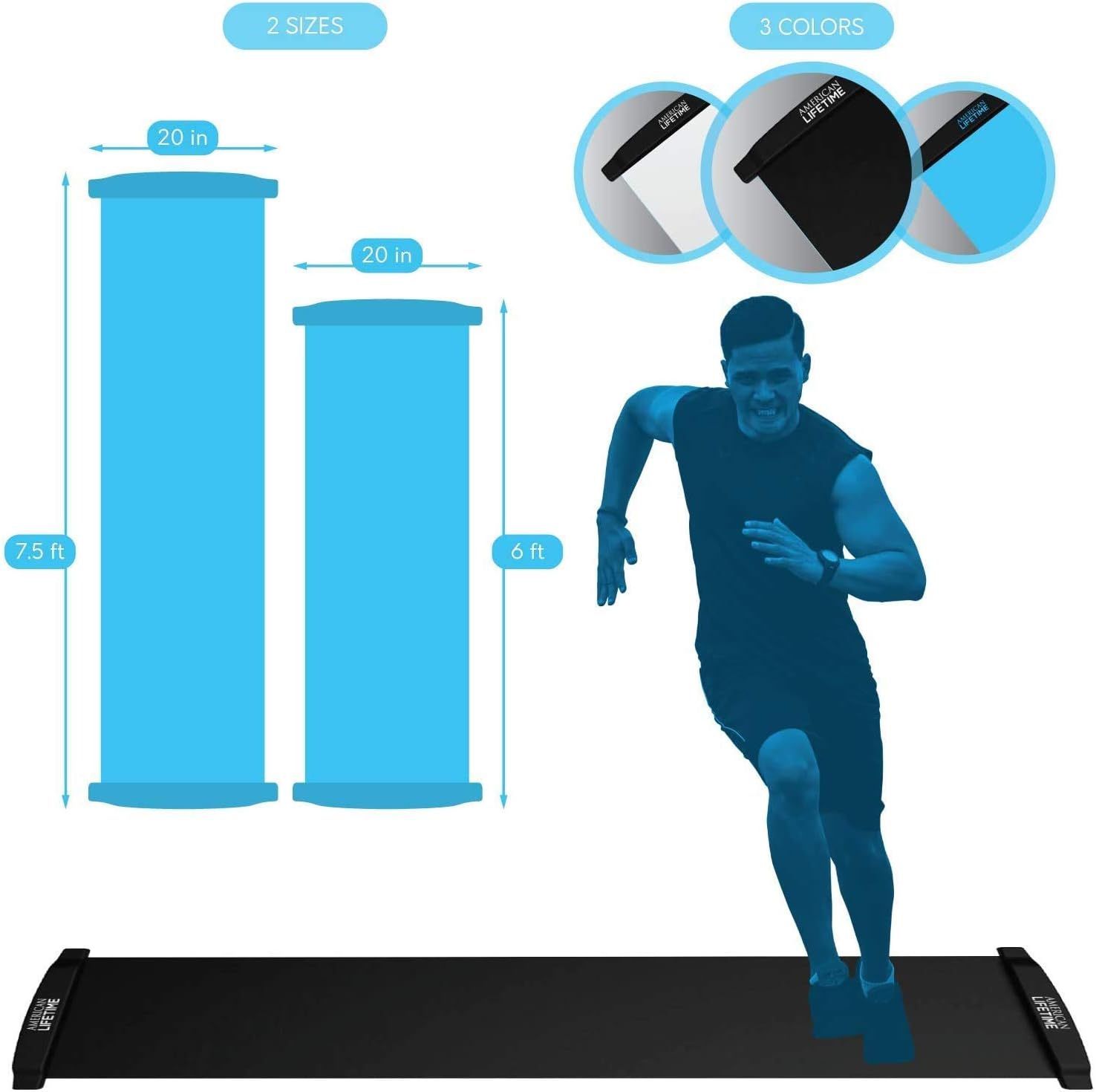 American Lifetime Slide Board - Workout Board for Fitness Training and Therapy with Shoe Booties and Carrying Bag Included