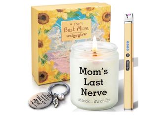 Gifts for Mom from Daughter Son, Best Mom Birthday Gifts Mom's Last Nerve Scented Candle Sets with Electric Lighter, Funny Thanksgiving Christmas Stoc