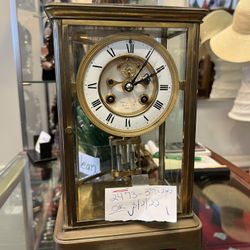 Four Glass Mantle Clock By Henry Marc Paris 
