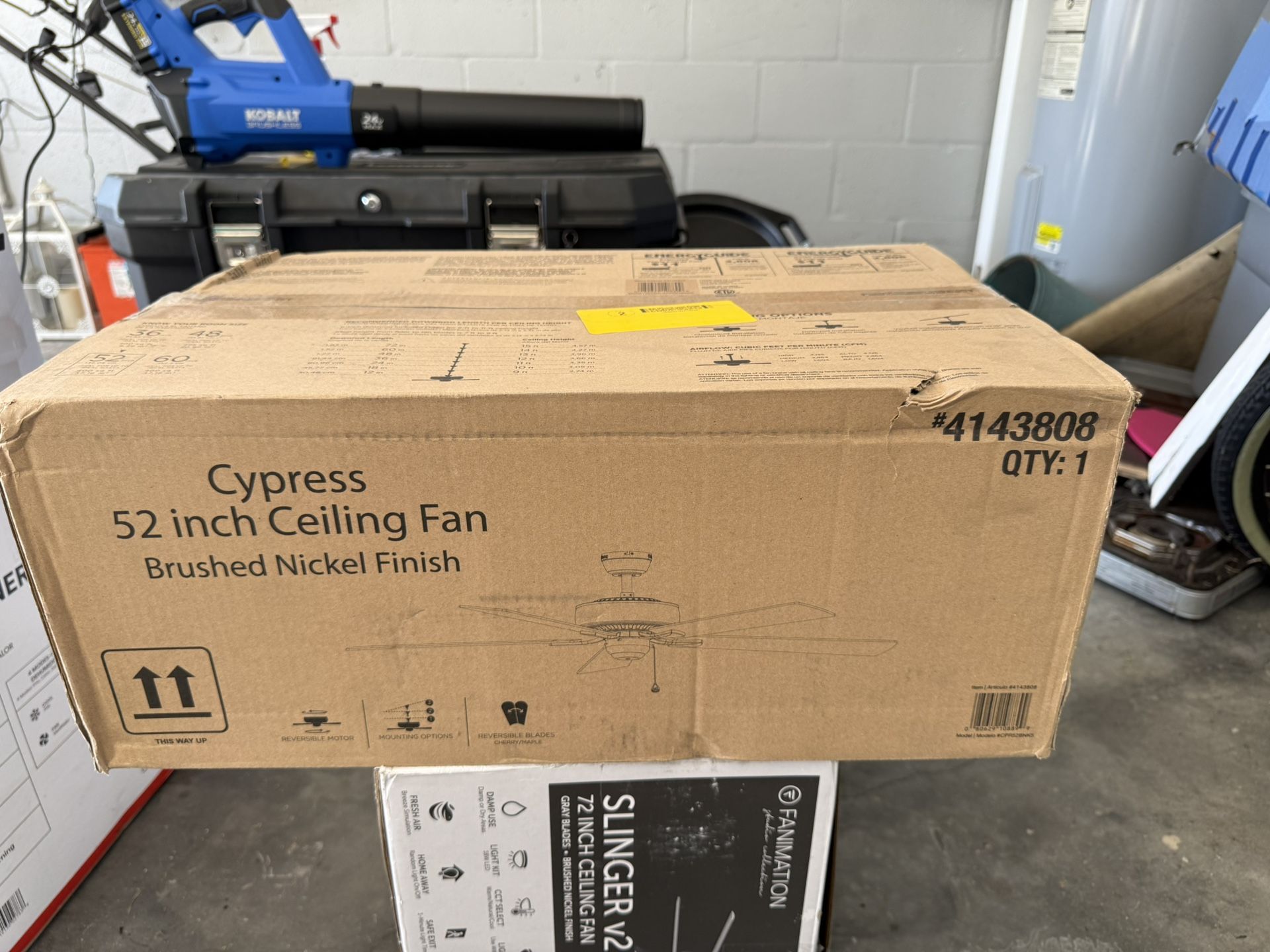 Cypress 52-inch ceiling fan with a brushed nickel finish