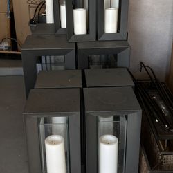 Restoration Hardware Set of Outdoor Hurricane Claudel Lanterns with Glass--12 lanterns total