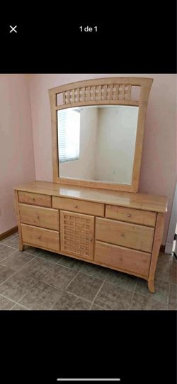 Wood Dresser with Mirror