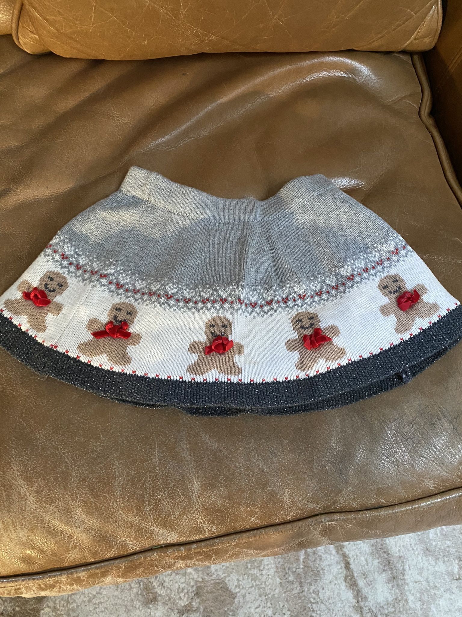 Gingerbread Men Little Girls Grey Knit Skirt Size 2T
