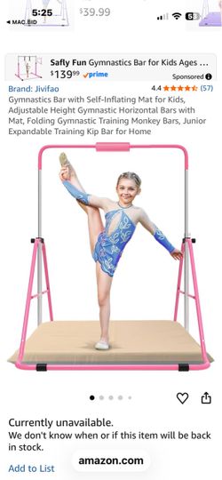 Jivifao Kids Gymnastics Bar with Mat
