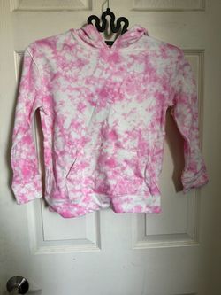 Cat & Jack Pink & White Tie-Dye Pullover Hoodie - Size Small
