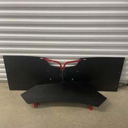 Red and Black L-Shaped Gaming Desk