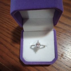 New S.925 Sterling Silver Garnet Pink Topaz Ring Size 7 