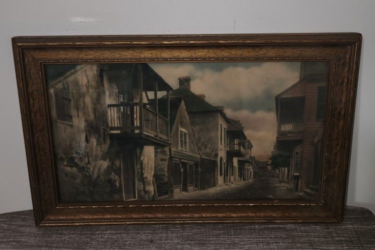 Vintage Framed Photograph of Charlotte Street in Historic St. Augustine, Florida