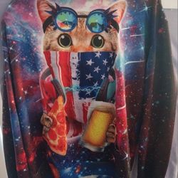 New Graphic Cat Bandana Hoodie Xl