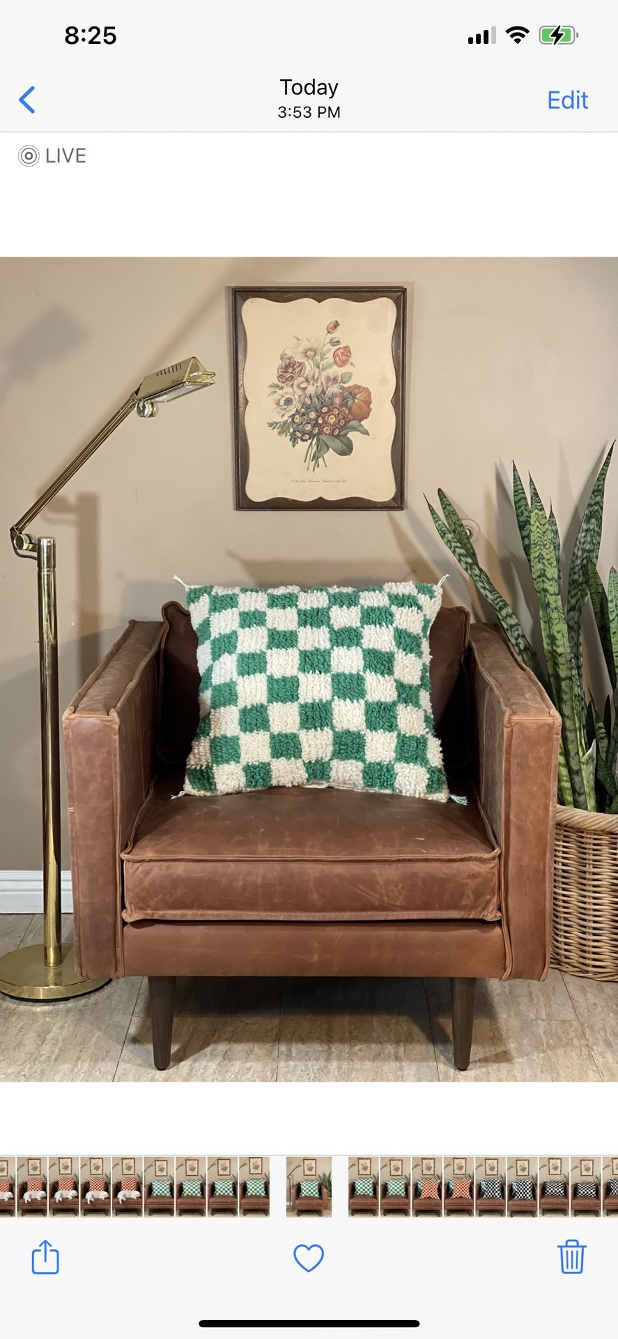 Moroccan Checkered Green and White Pillow - Decorative Moroccan Pillow - Vintage Moroccan Throw Pillow - Beni Ourain - Meditation Cushion