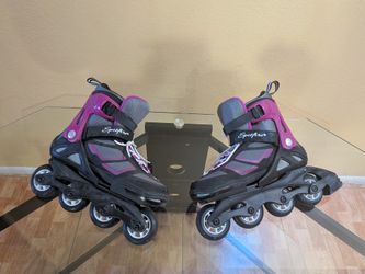 Rollerblade Spitfire XT Girl's Adjustable Fitness Inline Skates, Black and Purple, Junior Sizes 5-8.
