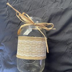 Mason Jars With Burlap & Lace