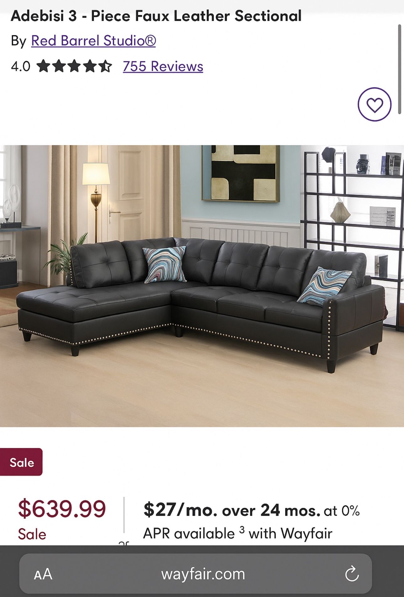 Faux Leather Sectional