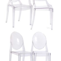 French Modern Acrylic Clear Chairs Set Of 4 