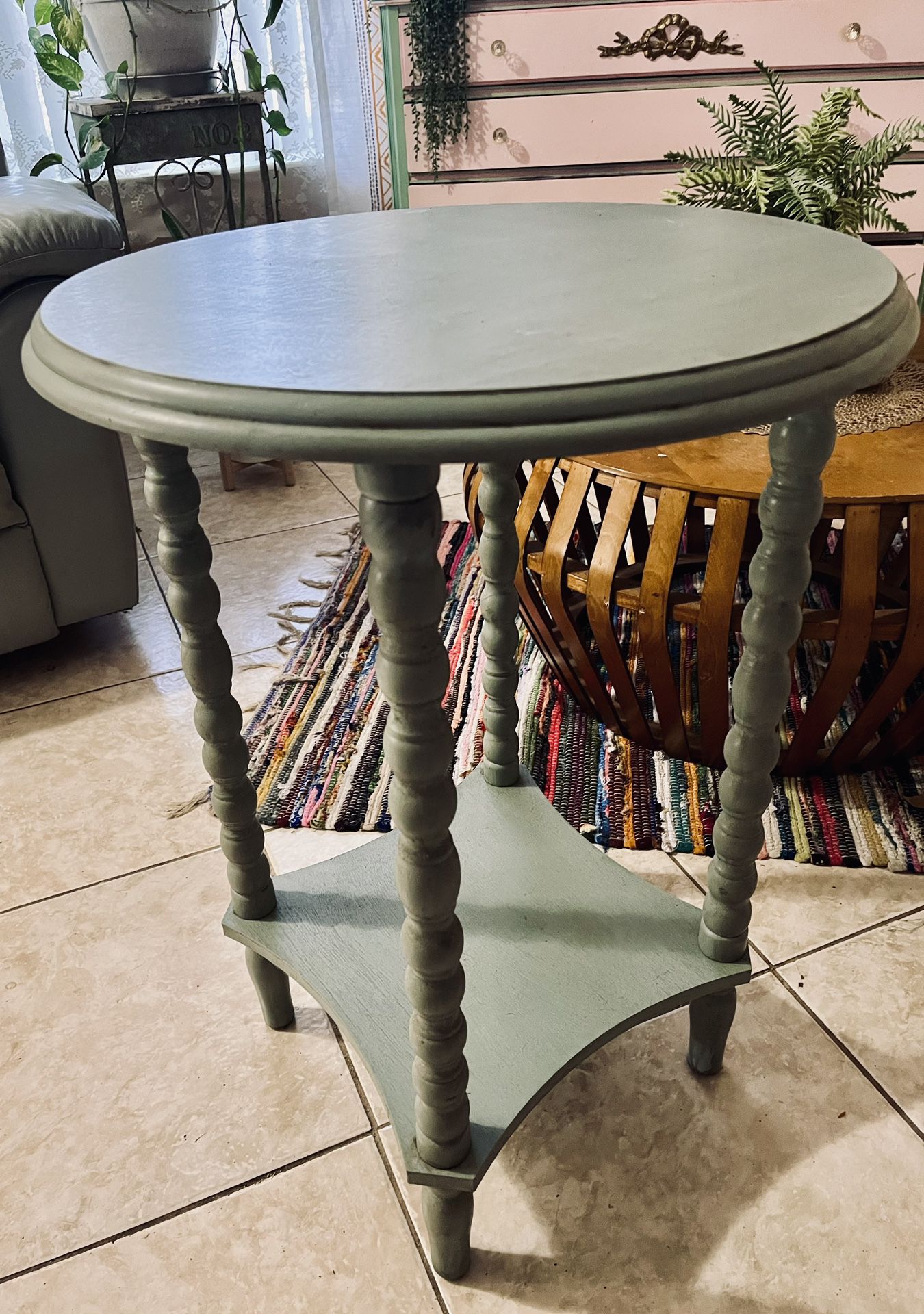 Solid Wood Side Table - End Table - Accent Table - Seafoam Green 