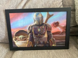 The Mandalorian & Grogu Framed Wall Art Star Wars