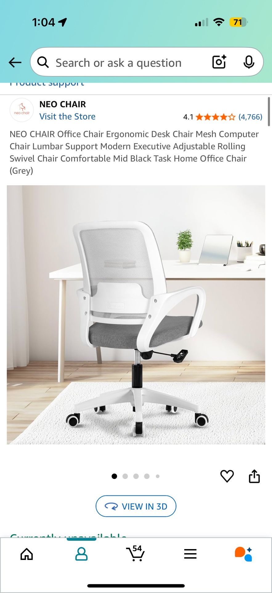 Ergonomic Mesh Office Chair – Grey/White