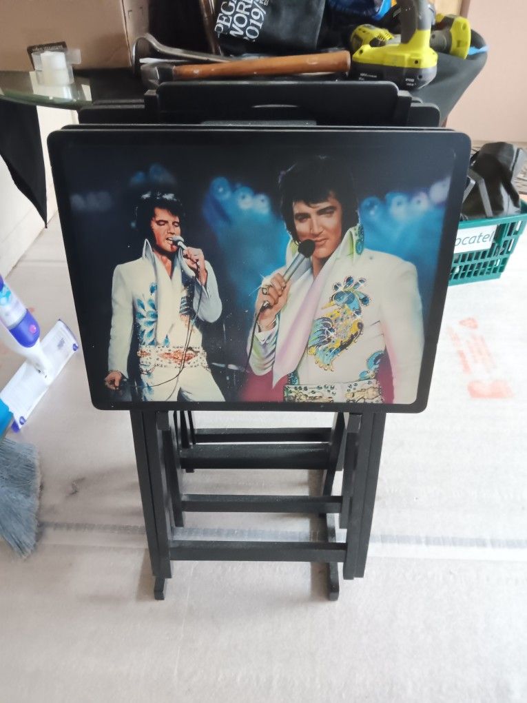 Elvis Presley TV Trays - 4 With Stand