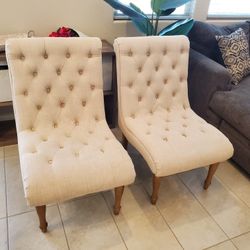 Beautiful Tufted Chairs & Real Live Edge Coffee Table