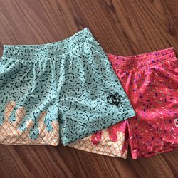 Two Pairs Of Baseball 101 Pink And Mint Ice Cream Shorts Youth XL