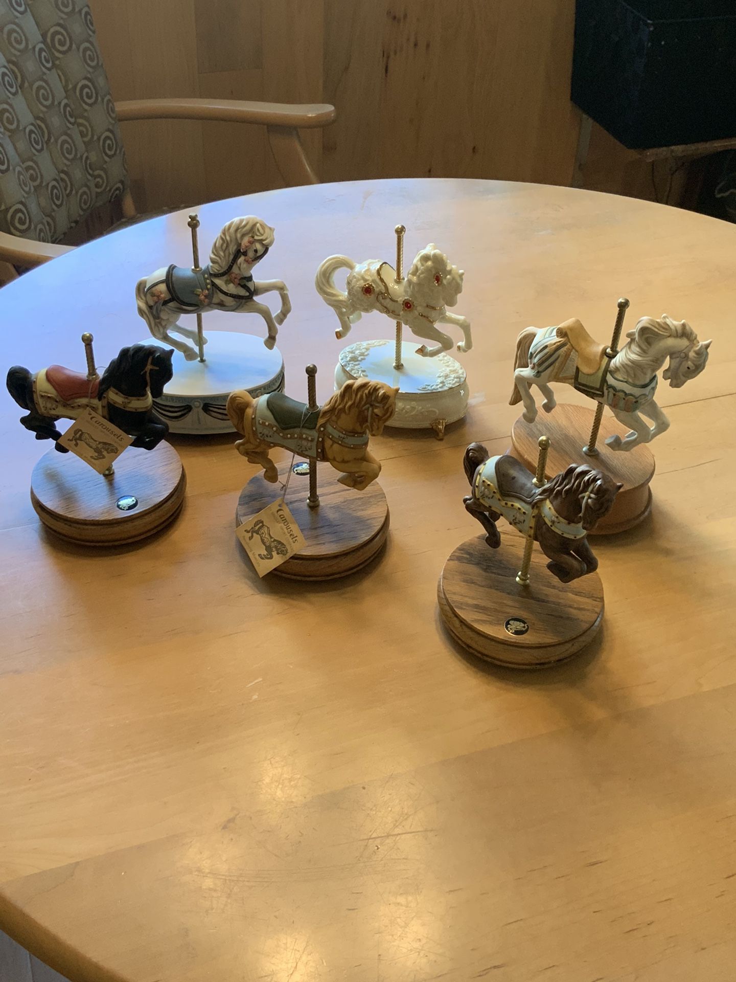 6 Musical Carousel Horses