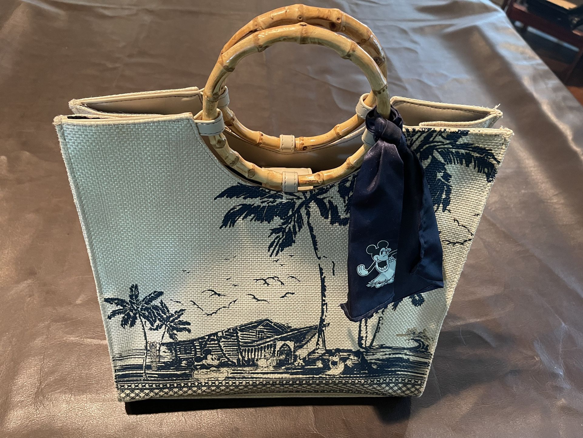 Tropical Tiki Disney Bamboo Handle Beach Tote 