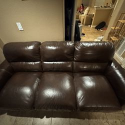 Brown Leather Sofa – Good Condition 