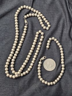 24" NECKLACE- 8" BRACELET STERLING SILVER VINTAGE IN NORWALK
