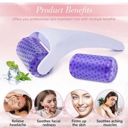 Ice Roller for Face and Eyes - Face Ice Roller Massager to Reduce Puffiness around eyes and face, Migraine Pain, Wrinkles. Women's Gift idea. (Purple)