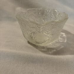 Crystal Woodland Frosted Birds & Trees Flowers 5” Serving Bowl