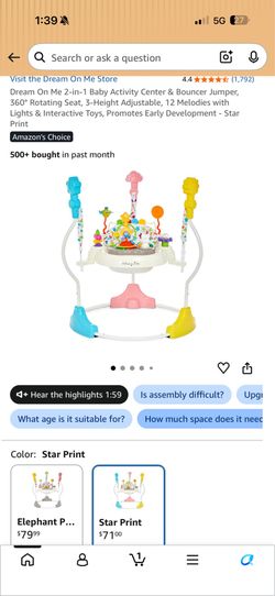 New Dream On Me Baby Activity Bouncer