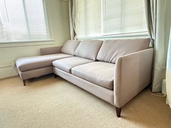 Crate & Barrel Klyne Sectional Sofa, Gray - Very Good Condition