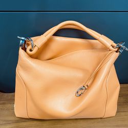 PETER KENT Luxury Leather Handbag Orange Hobo Bag Med