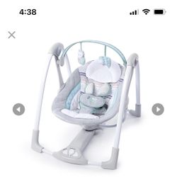  Ingenuity Compact Lightweight Portable Baby Swing with Music, Nature Sounds and Battery-Saving Technology - Abernathy, 0-9 Months 