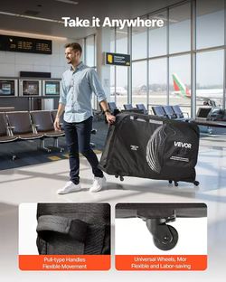 158]Bike Travel Bag, Road Bike Bag Road Bicycle Storage Carry with TSA Lock & Dual Zipper, Black Bicycle Case Wheelbase 37-42 in for Air Travel, Outdo